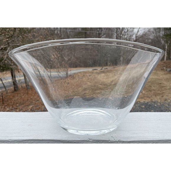 LARGE MCM Vintage Glass 12.25" Centerpiece Bowl Modern Clear Decor Design - Picture 1 of 16